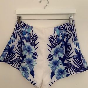 Blue & White Floral Shorts